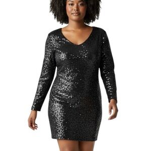 Tipsy Elves Black Sequin Mini Dress L Holiday Christmas Party NYE Club Glam NWT